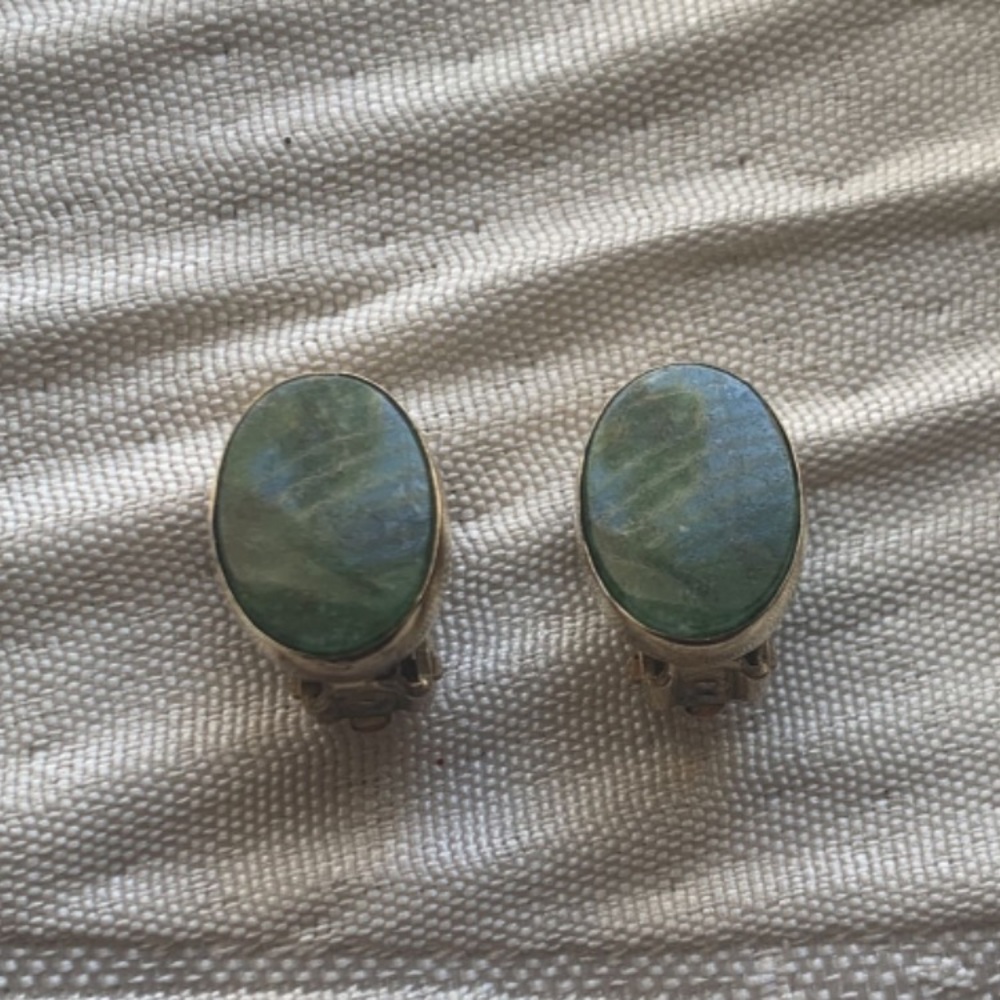 Jade and 12k Gold filled clip earrings